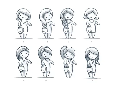 Illustration for onboarding process animation character design girl hair haircut illustration ios lady onboarding pencil drawing sketch