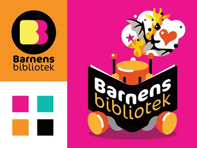 Barnens bibliotek book club books children fantasy heart kids logo reading robot