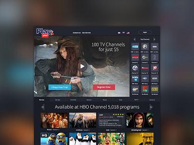 Tv Portal concept dark interface portal tv ui website