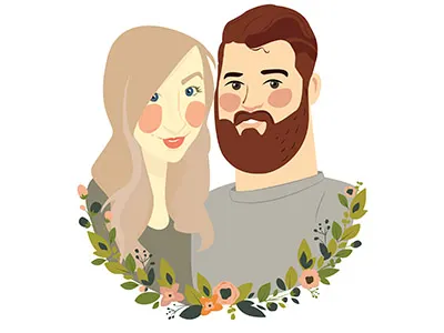 Lovers beard couple flora illustration love man texture vector women