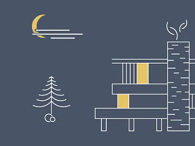 Mid-Century House Rebound architecture house lines mid century moon night