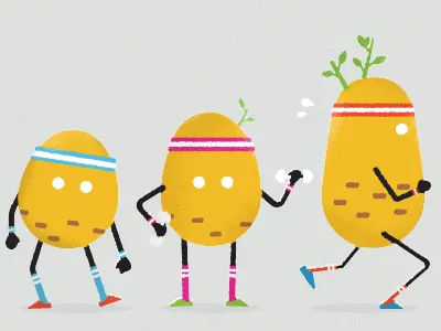 Couch Potatos color design exercise grain grey illustration potatoes spud spuds vector working out