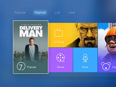 Uersinterface for TV Channe1 part1 android app application design interface ios menu mob mobile phone tv ui