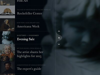 Christie's sidebar christies design interface present plus ui web