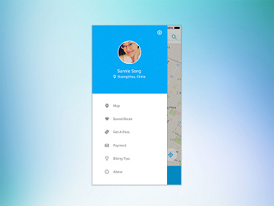 User Profile & Menu bike interface map menu ui user profile