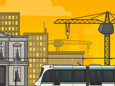 Tramway & Suburbs of Paris gif illustration motion paris tramway yellow