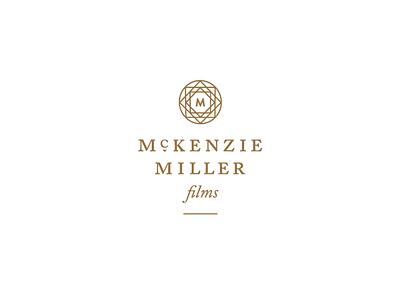 McKenzie Miller Films branding camera cinema circle films gold logo m mckenzie miller type video wedding