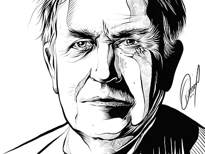 Thomas Edson businessman cintiq draw inventor lamp mangastudio nicola phone portrair tesla thief