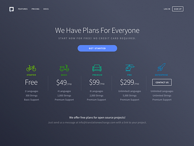 Pricing Page v2 localization pricing saas translation translation exchange ui web web design website