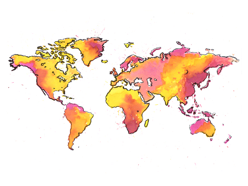 Making a Map ecoline map map of the world pink world yellow