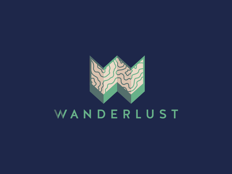 Wanderlust Logo dunes forest hiking identity illustration logo map mountain parks topography