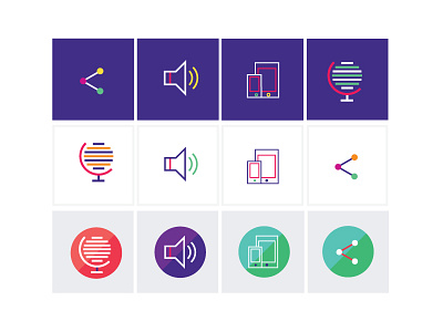 Multi Color Icons iconography illustration ui elements