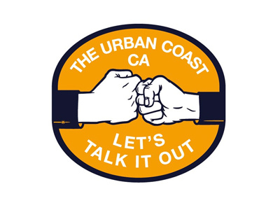 Talk It Out badge bro fight fist bump hands knuckle patch pma vintage