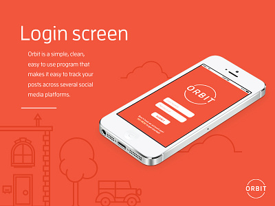 Orbit Login Screen android app branding icons interface ios orbit simple social media ui ux