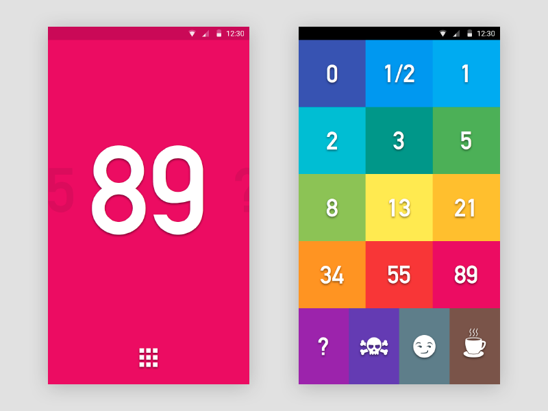 Planning Poker - Tile Menu agile cards estimation material mobile paperkite poker scrum sprint