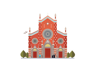 Landmarks of Istanbul - St Antuan Church architecture art building catholic church design digital illustration illustrator istanbul saint antuan