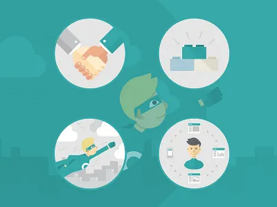 CluedIn Illustrations connect enrich flat icon icons illustration loop product superhero