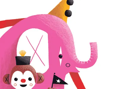 Elephant and Monkey character circus clown elephant illustration monkey