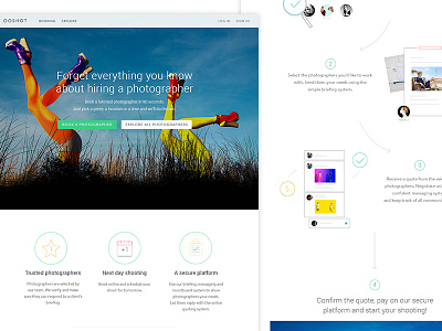 Ooshot Home Page booking clean homepage landing page shooting