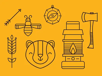 Roundup Event Icons arrow axe bear bee camping compass flower lantern