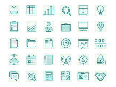 Icons business flat icons line marketing tech transparency