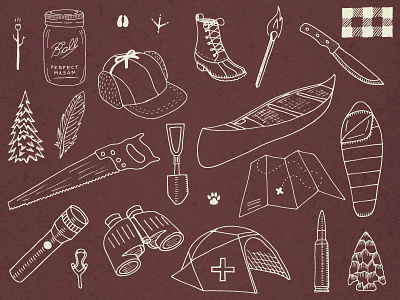 Hand-Drawn Camping + Hiking Elements (WIP) camping hand drawn handdrawn hiking nature outdoors