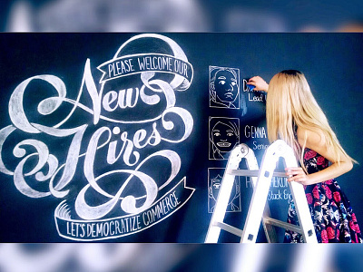 New Hires chalk lettering hand lettering illustration script