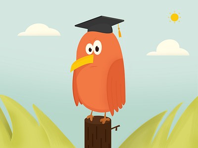 Bird angry bird flat fly graduate illustration landscape sad