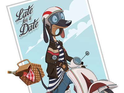 Late For A Date - Poster animated movie birthday comic dog illustration poster romantic vector