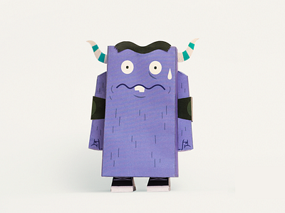 Monsters in my belly 8 art fear horn medo monsters monstros paper papercraft purple toy