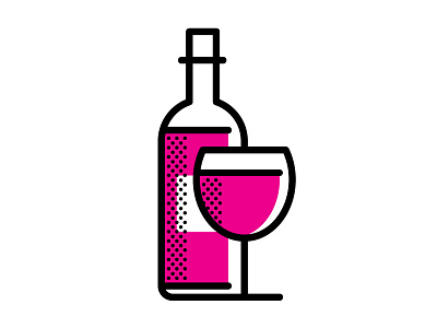 wine for one bottle drink fun glass icon illustration shading vector wine