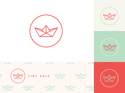 Tiny Ship boat branding geometric icon illustration logo origami ship