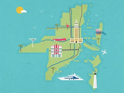 Miami city colour event holiday illustration island miami ocean sea texture travel water