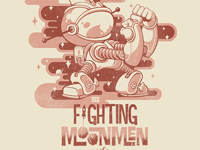 fighting moonmen character design illustration robot space