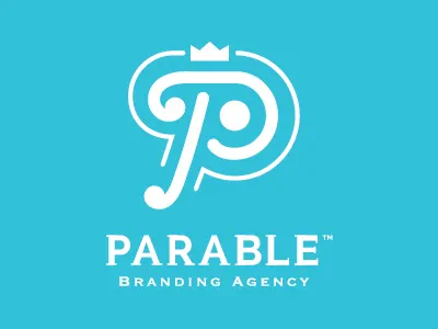 Parable Branding - In Progress agency blue bold branding crown design graphic logo p parbale