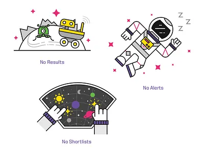 Intergalactic Empty States alerts alien astronaut icon illustration man mars planet results shortlists space stars