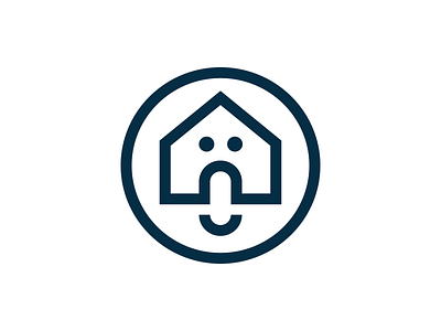 Öbergen Bygg face head house icon illustration logo monochrome round simple simplified smile smiley