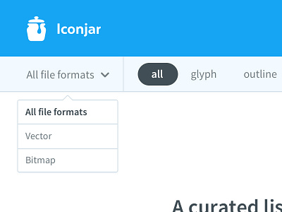 Iconjar website sneak peek dropdown filter freebies iconjar popover source sans pro subnav website