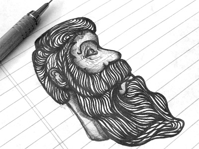 Rough Sketch beard beard lines face line work profile