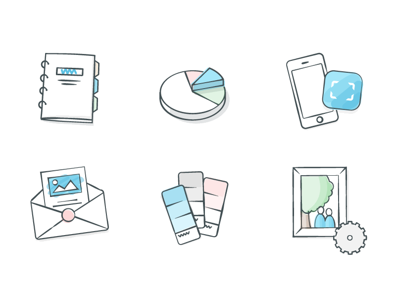 Empty States Pt. 2 app chart colors icons illustration line illustration mail mobile settings web app