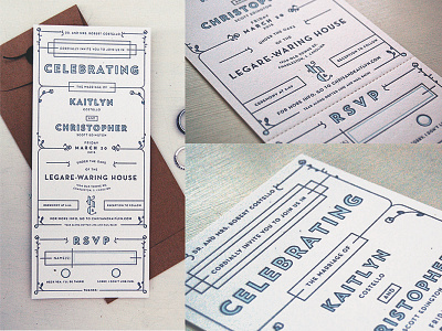 Invite celebration charleston copperdog cotton invitation letterpress one long piece rsvp stationary wedding