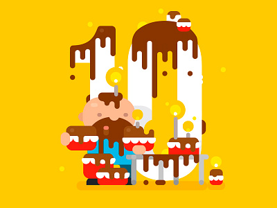 Over A Lifetime cake character chocolate eat illustration lifetime men statistics ten