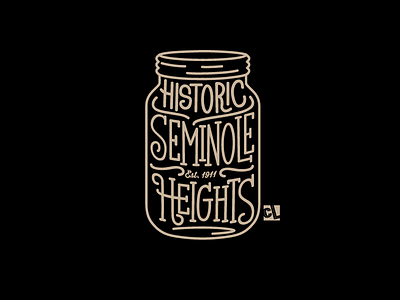 Seminole Heights badge brand identity branding calligraphy design heights icon identity illustration lettering logo logo design mason jar seminole shirt tampa type typography vector vintage