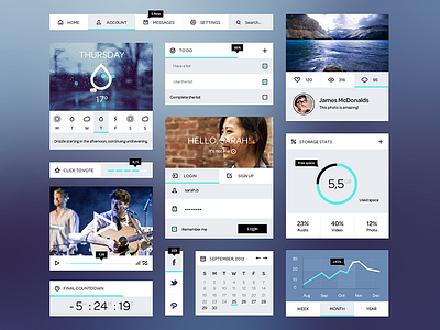 Flat Blue - UI Kit blue flat graphic ui kit web design