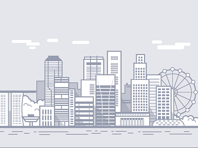 WIP - Singapore city illustration city scape line drawing minimal singapore skyline vector