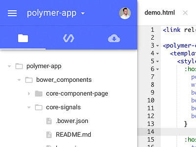 Web Components IDE ide material design text editor