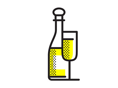 time for some bubbly bottle champagne drink fun glass icon illustration shading sparkling vector