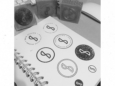 DS Design stamps brand circle icon ink ligature logo minimal paper stamp symbol texture type