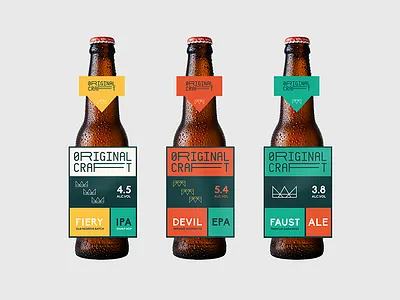 Original Craft ale beer bottle craft crown design label lager layout mockup