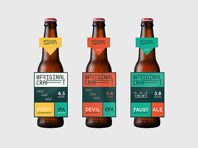 Original Craft ale beer bottle craft crown design label lager layout mockup